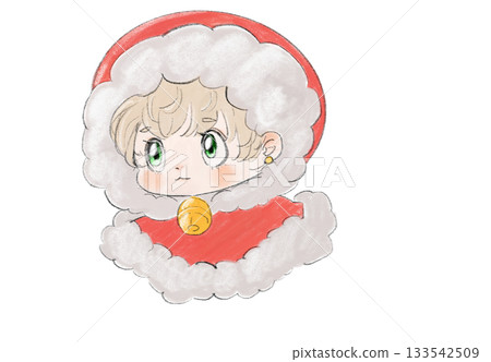 女孩裝扮成聖誕老人 133542509