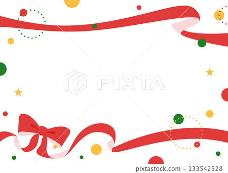 Ribbon decoration frame, circular object, pop design 133542528