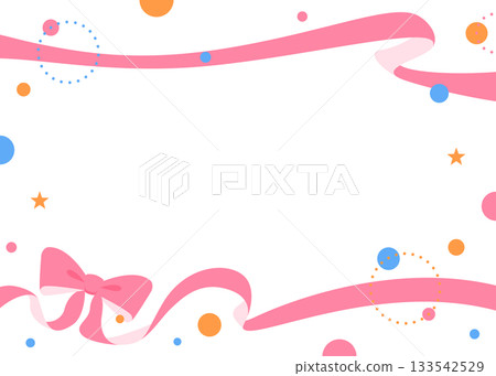 Ribbon decoration frame, circular object, pop design 133542529