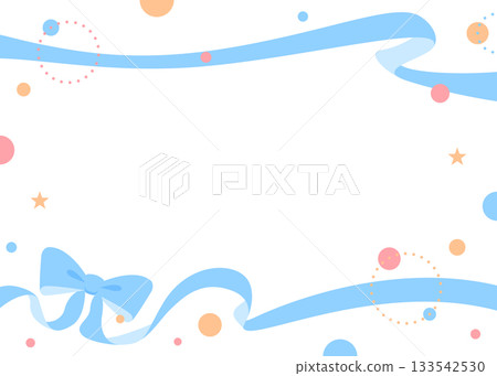 Ribbon decoration frame, circular object, pop design 133542530