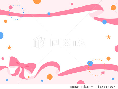 Ribbon decoration frame, circular object, pop design 133542597