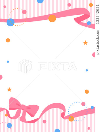 Ribbon decoration frame, circular object, pop design 133542631