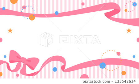 Ribbon decoration frame, circular object, pop design 133542634