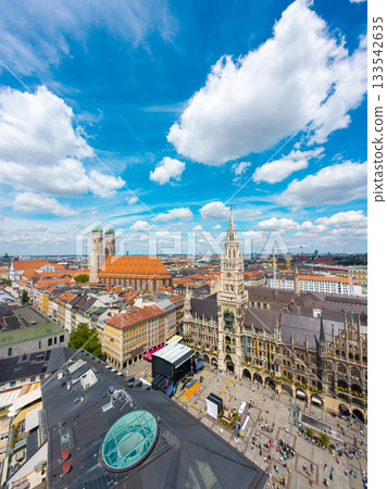 New Town Hall and Frauenkirche Church. Munich Skyline. Bavaria, Germany 133542635