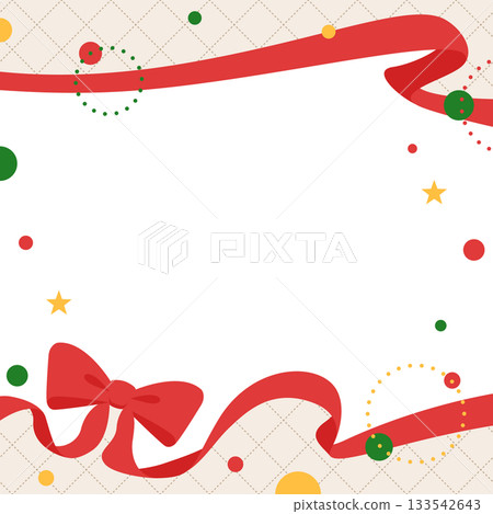 Ribbon decoration frame, circular object, pop design 133542643