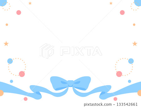 Ribbon decoration frame, circular object, pop design 133542661