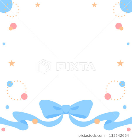 Ribbon decoration frame, circular object, pop design 133542664