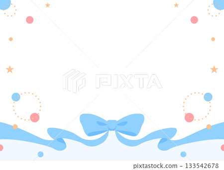 Ribbon decoration frame, circular object, pop design 133542678