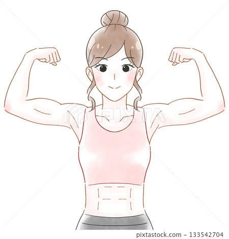 肌肉女水彩插畫 肌肉女水彩插畫 133542704