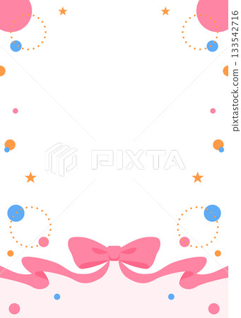 Ribbon decoration frame, circular object, pop design 133542716