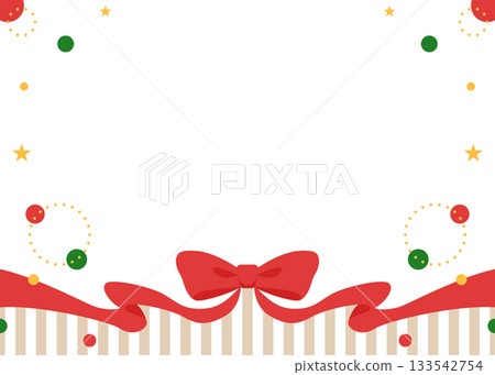 Ribbon decoration frame, circular object, pop design 133542754