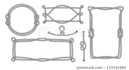 Nautical rope frames and vintage sailor knots Nautical rope frames and vintage sailor knots 133542864