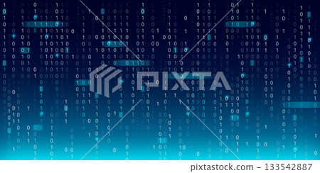 Abstract blue binary code background 133542887