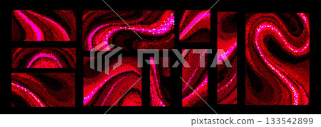 Neon pixel bitmap pattern set 133542899