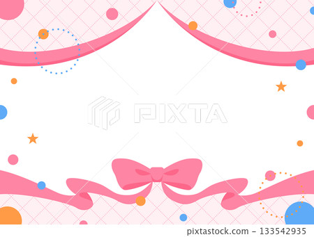 Ribbon decoration frame, circular object, pop design 133542935