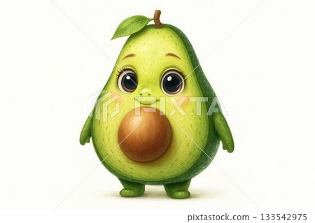 Cute cartoon avocado character with big eyes. 133542975