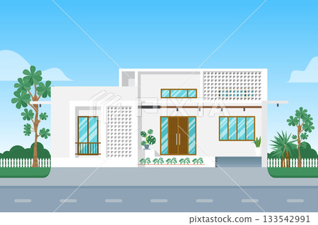 modern house with facade wall exterior 133542991