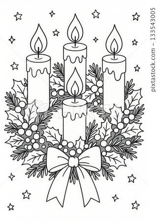 Coloring page for children and adults, coloring page Christmas wreath. 133543005