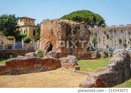 the Bagni di Nerone ruins displayed in Pisa, Italy 133543071