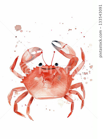 A playful crab illustrated in watercolor, radiating joy and set against a soft, light-toned background. A playful crab illustrated in watercolor, radiating joy and set against a soft, light-toned background. 133543091