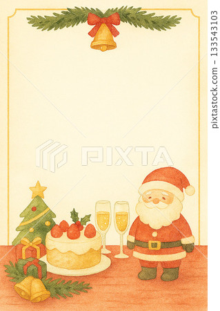 Christmas card with Santa and cake 133543103