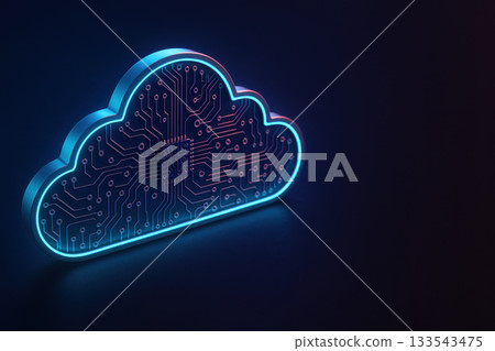 Glowing cloud symbol represents concept of cyber security and network protection, showcasing intricate circuit patterns that highlight importance of digital safety Glowing cloud symbol represents concept of cyber security and network protection, showcasing intricate circuit patterns that highlight importance of digital safety 133543475