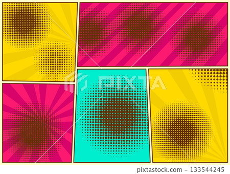 Comic book page divided by lines, retro background mock-up, comics template, vector illustration 133544245