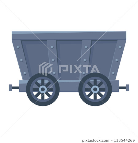 Wooden empty mine cart. Cartoon mine trolley. Vector design illustration isolated on white background Wooden empty mine cart. Cartoon mine trolley. Vector design illustration isolated on white background 133544269