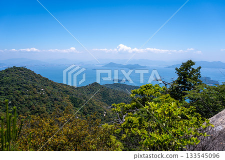 Seto Inland Sea and Hiroshima Bay from Mount Misen summit, Miyajimaa, Japan Seto Inland Sea and Hiroshima Bay from Mount Misen summit, Miyajimaa, Japan 133545096