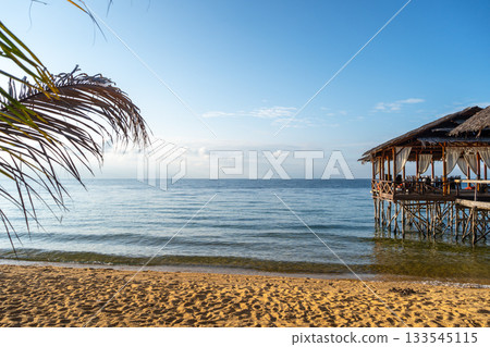 Wooden pier on the beach of Lake Poso, Tentena, Sulawesi Wooden pier on the beach of Lake Poso, Tentena, Sulawesi 133545115