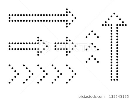 Set of monochrome arrows made of geometric dots 133545155