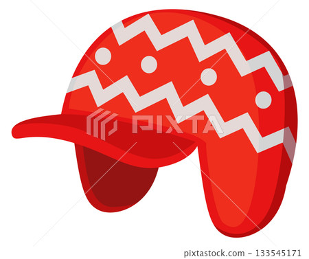 A red hat with white stripes and white dots A red hat with white stripes and white dots 133545171