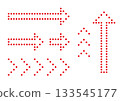Set of red arrows made of geometric dots 133545177