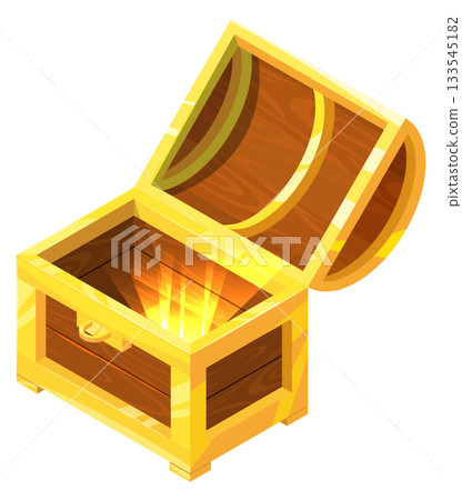 A gold chest with a bright yellow light shining out of it 133545182