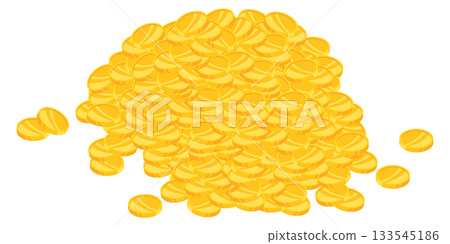 A pile of gold coins on a white background 133545186