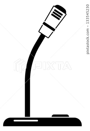 A microphone is shown in a black and white photo A microphone is shown in a black and white photo 133545230