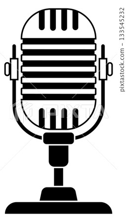 A microphone is shown in a black and white photo A microphone is shown in a black and white photo 133545232