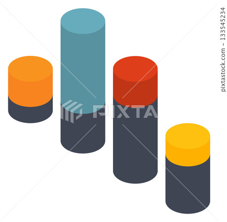 A set of four colored bars with a yellow and orange one in the middle 133545234