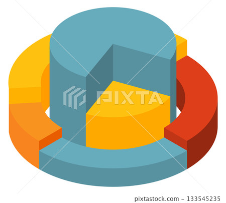 A pie chart is shown in different colors, with blue, yellow, and red sections 133545235