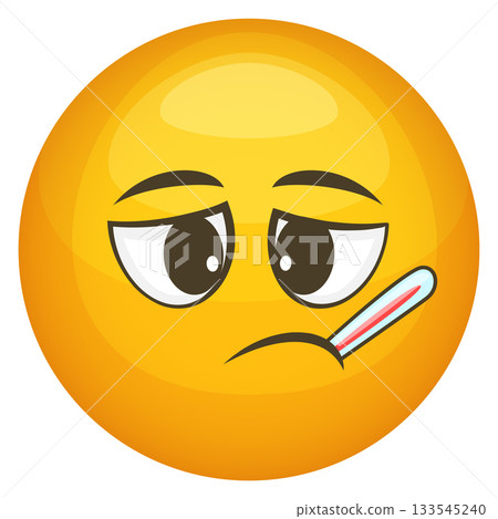 A yellow face with a thermometer sticking out of it A yellow face with a thermometer sticking out of it 133545240