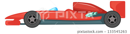 A red race car with a blue window 133545263