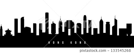 Vector silhouette illustration of Hong Kong City urban skyline. 133545268