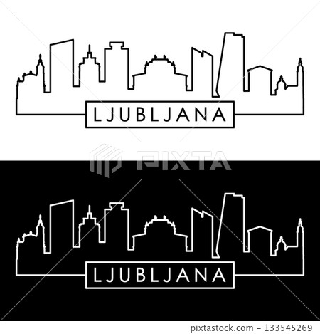 Ljubljana skyline. Linear style. Ljubljana skyline. Linear style. 133545269
