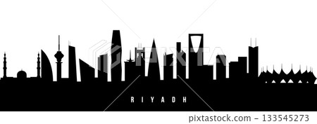 Vector silhouette illustration of Riyadh City urban skyline. Vector silhouette illustration of Riyadh City urban skyline. 133545273