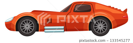 A cartoon car with a red body and orange wheels A cartoon car with a red body and orange wheels 133545277