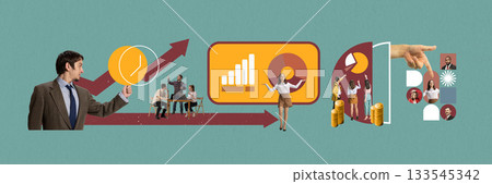 Modern composition of analytics dashboard and business growth. 133545342