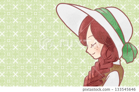 Fairytale background material illustration of a red-haired braided girl Fairytale background material illustration of a red-haired braided girl 133545646