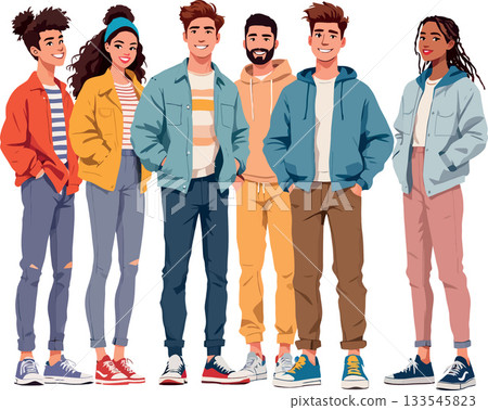 Group of diverse young students posing together for a photo Group of diverse young students posing together for a photo 133545823