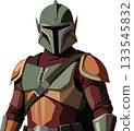 Space warrior wearing helmet and armor is ready for battle 133545832