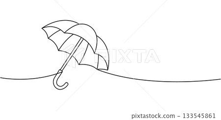 Stylized umbrella in continuous line drawing, elegant minimalist vector representing weather, safety and rain protection 133545861